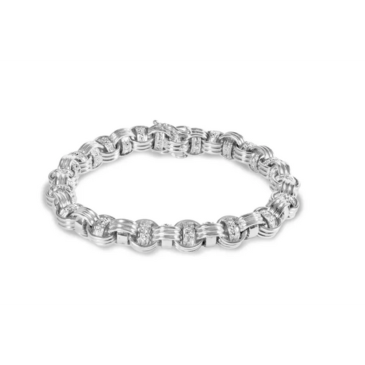 14k white gold 1/2 cttw diamond knotted byzantine link bracelet (h i color i2 i3 clarity) 7’’ inches bracelets/bracelet/link