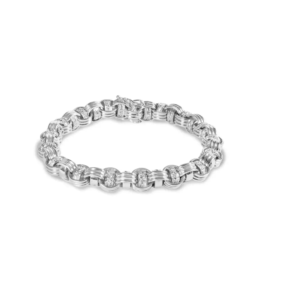 14k white gold 1/2 cttw diamond knotted byzantine link bracelet 7 bijoux-nyc direct