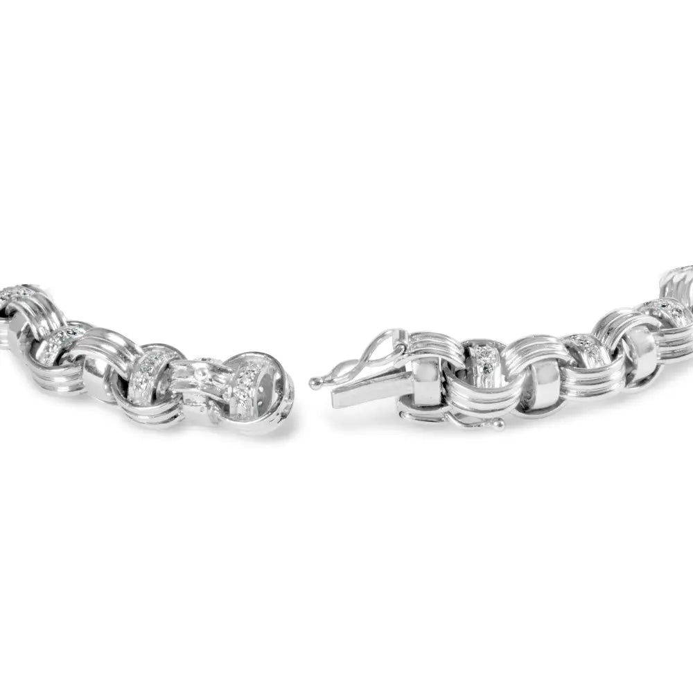 14k white gold 1/2 cttw diamond knotted byzantine link bracelet 7 bijoux-nyc direct