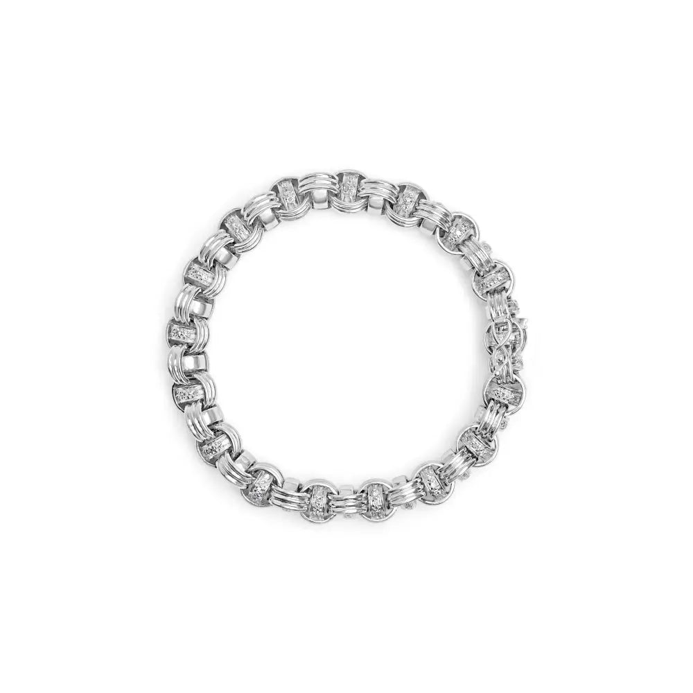 14k white gold 1/2 cttw diamond knotted byzantine link bracelet 7 bijoux-nyc direct