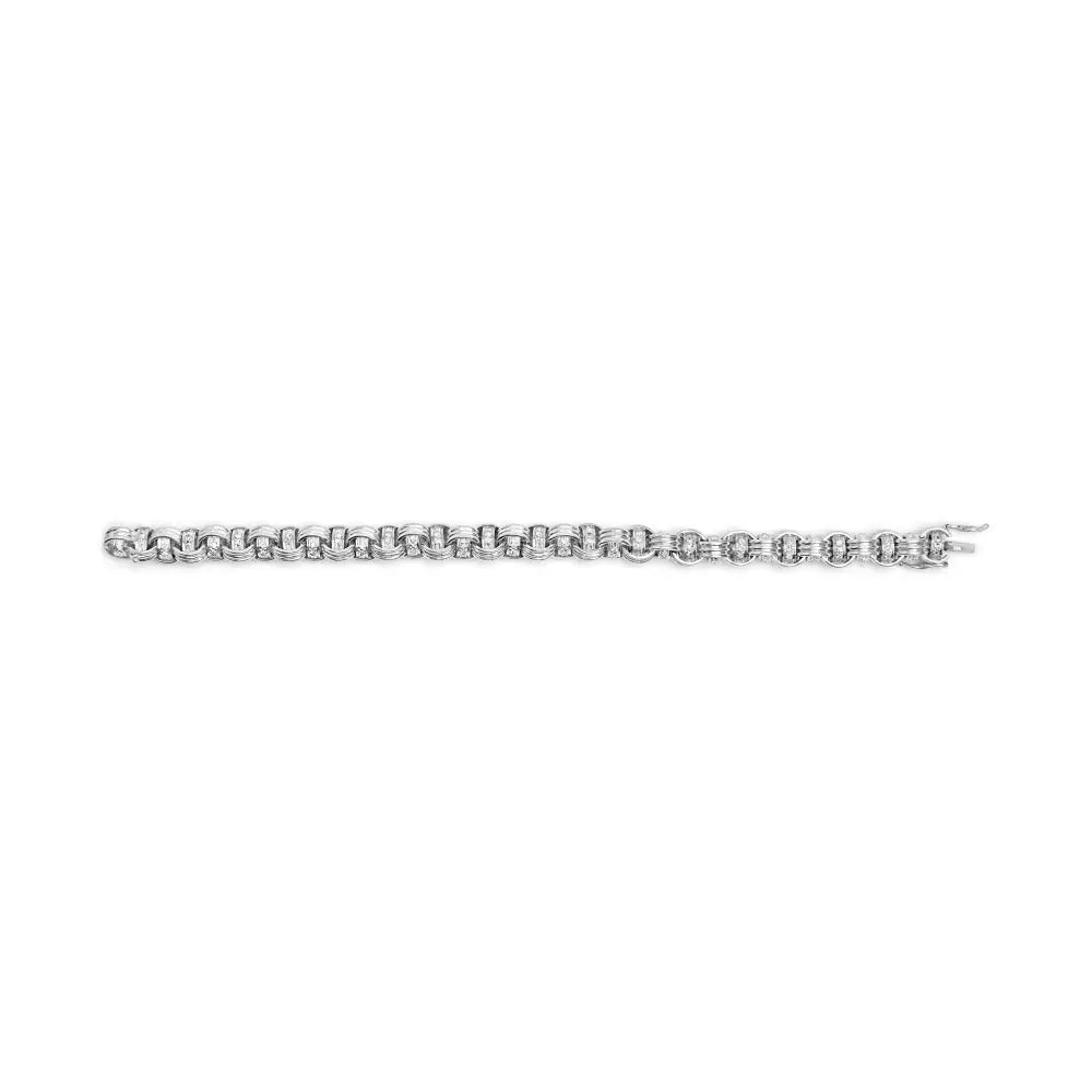 14k white gold 1/2 cttw diamond knotted byzantine link bracelet 7 bijoux-nyc direct