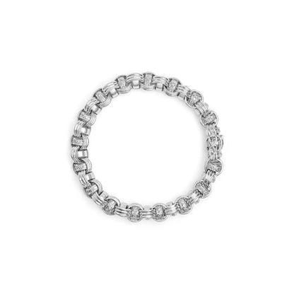 14k white gold 1/2 cttw diamond knotted byzantine link bracelet (h i color i2 i3 clarity) 7’’ inches bracelets/bracelet/link