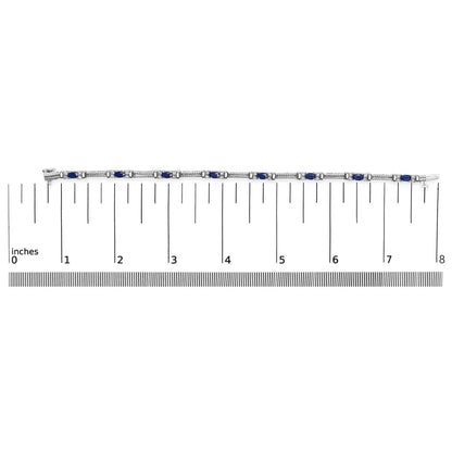 14k white gold 1/2 cttw diamond & oval blue sapphire braided link bracelet (g h color vs1 vs2 clarity) 7’’ inches