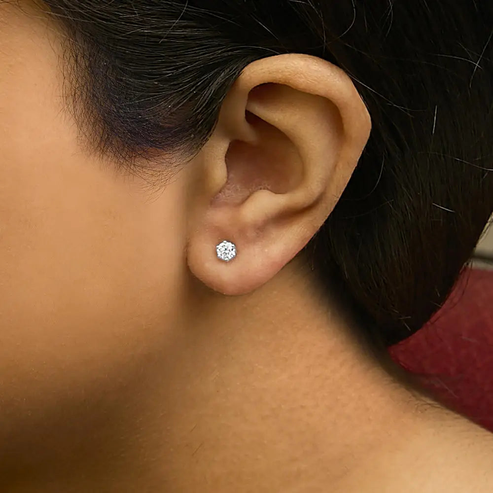 1/2 cttw lab-grown diamond 14k white gold hidden halo stud earrings bijoux-nyc direct