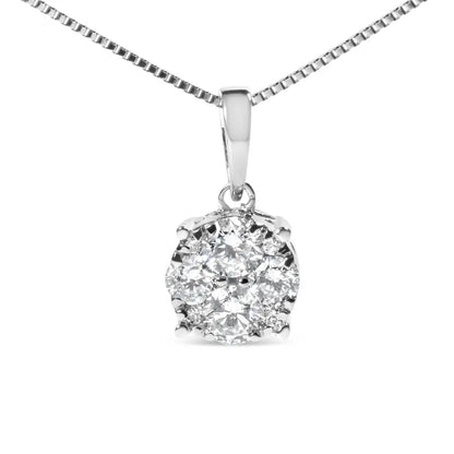 14k white gold 1/2 cttw lab grown diamond floral cluster pendant 18’’ necklace (g h color vs1 vs2 clarity)