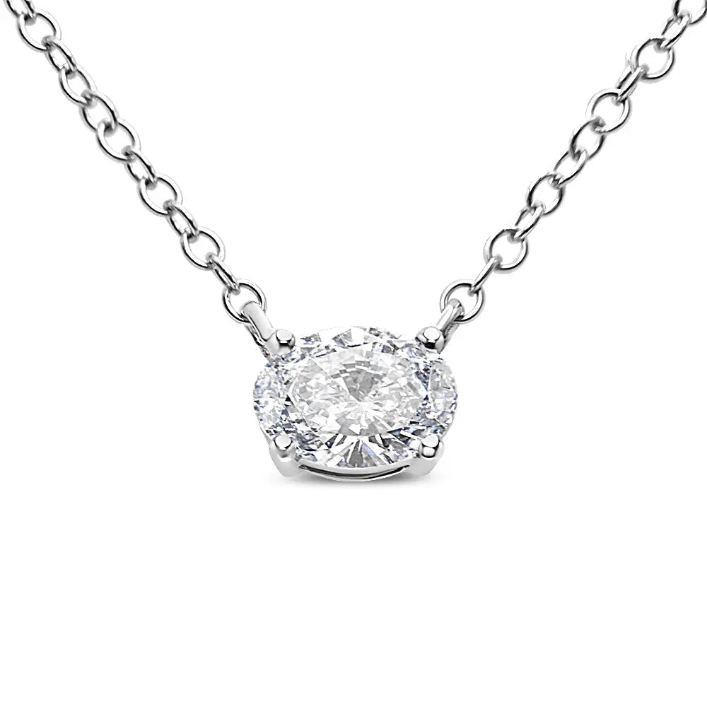 1/2 cttw oval lab grown diamond east west pendant in 14k white gold bijoux-nyc direct