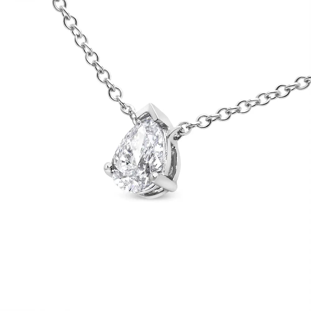 14k white gold 1/2 cttw lab grown pear diamond solitaire necklace bijoux-nyc direct