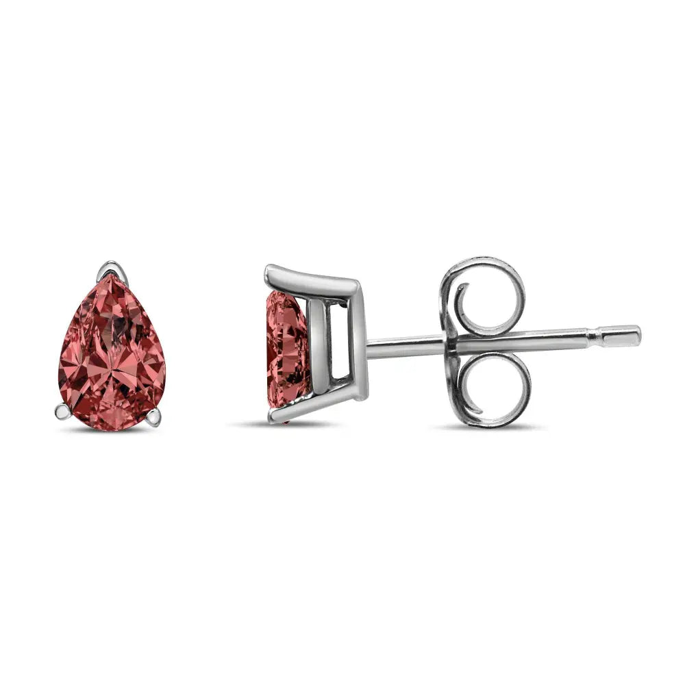 14K White Gold 1/2 Cttw Lab Grown Pink Pear Diamond 3 Prong Set Martini Solitaire Stud Earrings (Pink Color, VS2-SI1 Clarity) - Bijoux-NYC Direct