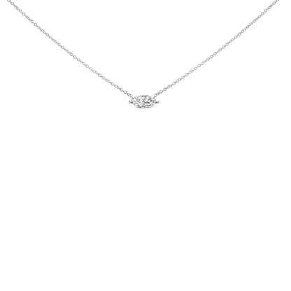 14k white gold 1/2 cttw marquise lab grown diamond east west solitaire 18’’ pendant necklace (f g color vs2 si1 clarity)
