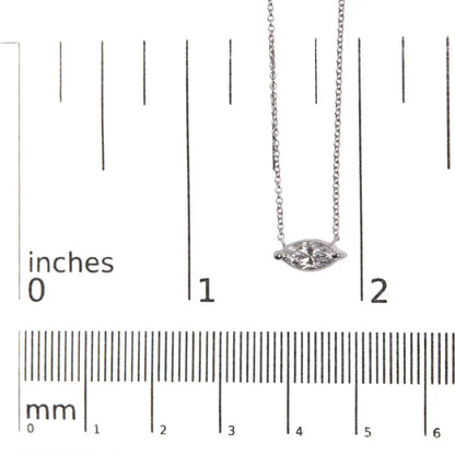 14k white gold 1/2 cttw marquise lab grown diamond east west solitaire 18’’ pendant necklace (f g color vs2 si1 clarity)