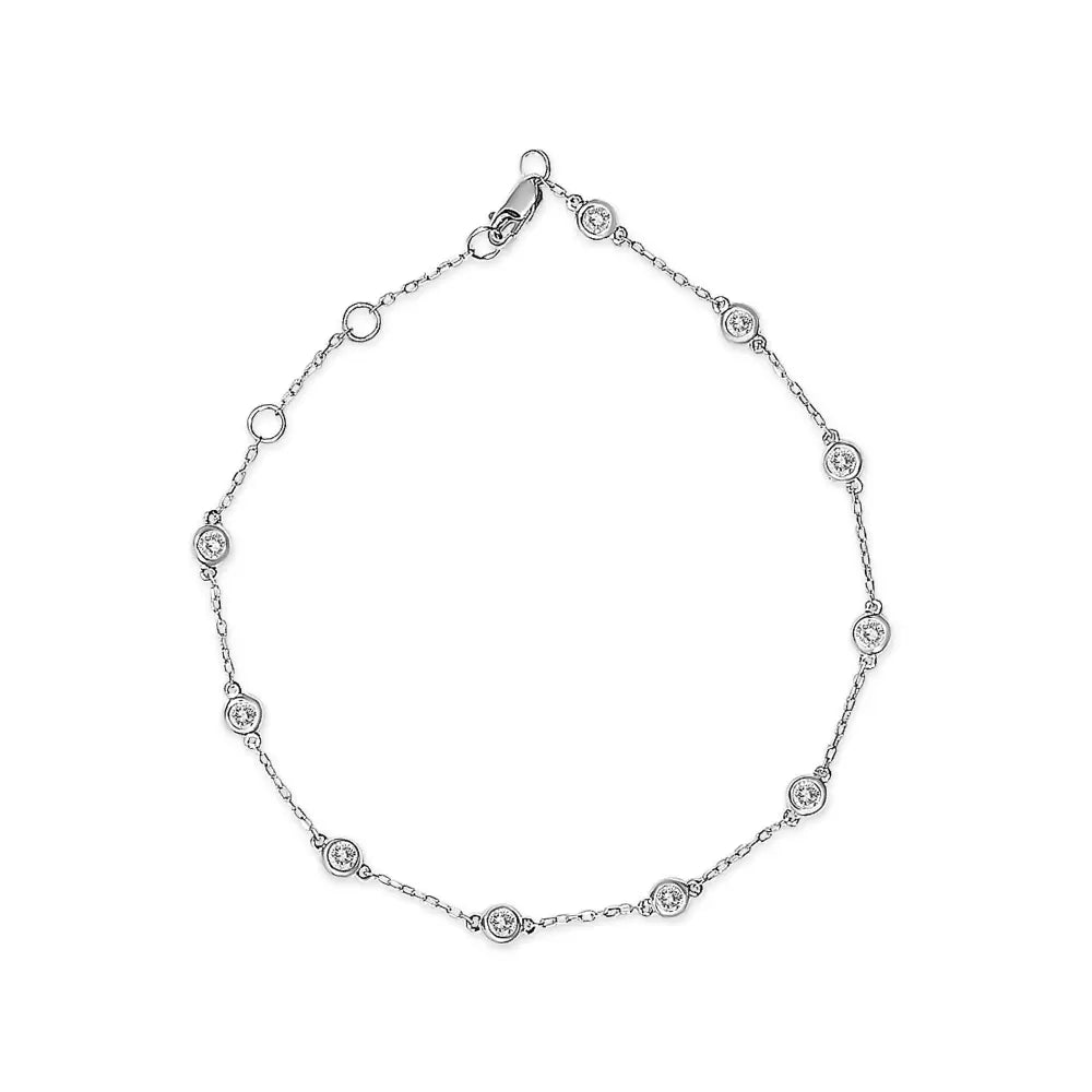 14k white gold 1/2 cttw natural diamond tennis bracelet 7 inch bijoux-nyc direct