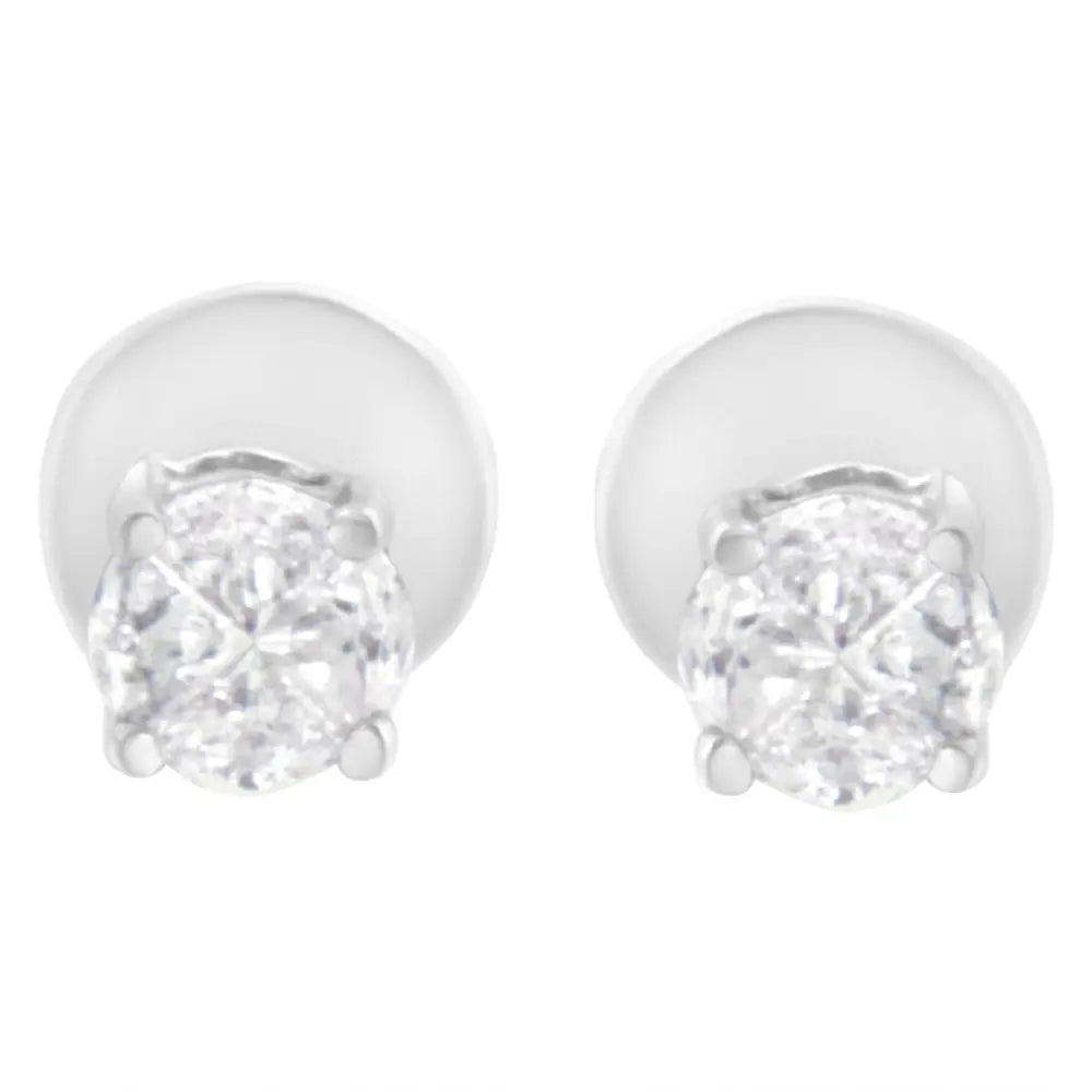 14k white gold 1/2 cttw pie-cut diamond solitaire stud earrings bijoux-nyc direct