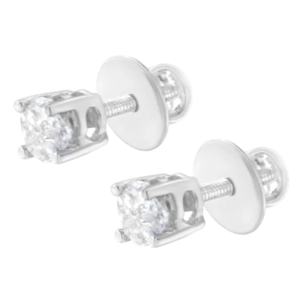 14k white gold 1/2 cttw pie-cut diamond solitaire stud earrings bijoux-nyc direct