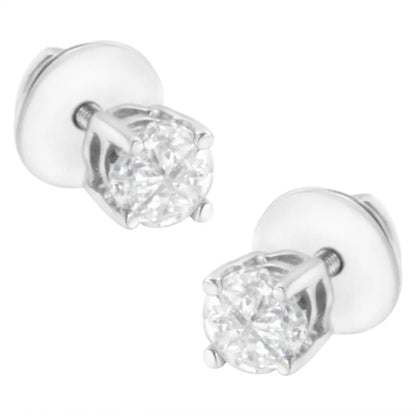 14K White Gold 1/2 Cttw Pie-Cut Diamond Solitaire Stud Earrings (H-I Color, SI1-SI2 Clarity) - Bijoux-NYC Direct