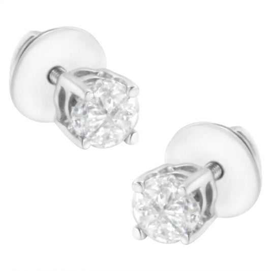 14K White Gold 1/2 Cttw Pie-Cut Diamond Solitaire Stud Earrings (H-I Color, SI1-SI2 Clarity) - Bijoux-NYC Direct
