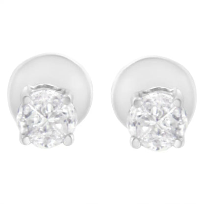 14K White Gold 1/2 Cttw Pie-Cut Diamond Solitaire Stud Earrings (H-I Color, SI1-SI2 Clarity) - Bijoux-NYC Direct