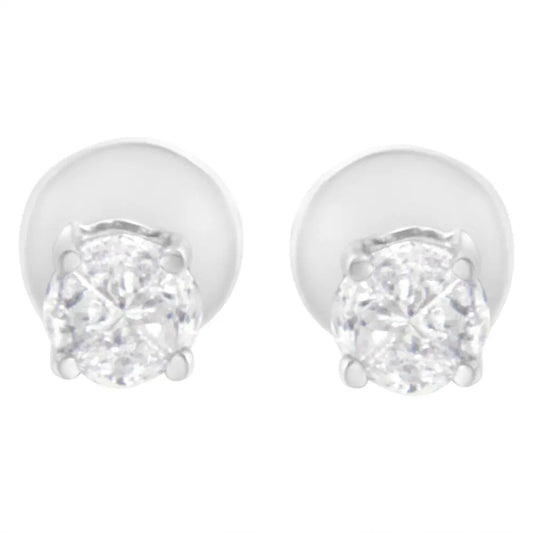 14K White Gold 1/2 Cttw Pie-Cut Diamond Solitaire Stud Earrings (H-I Color, SI1-SI2 Clarity) - Bijoux-NYC Direct