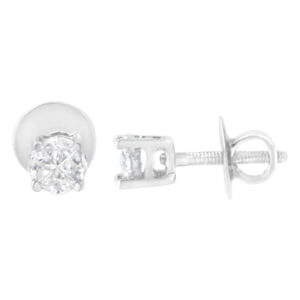 14K White Gold 1/2 Cttw Pie-Cut Diamond Solitaire Stud Earrings (H-I Color, SI1-SI2 Clarity) - Bijoux-NYC Direct