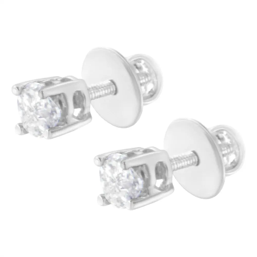 14K White Gold 1/2 Cttw Pie-Cut Diamond Solitaire Stud Earrings (H-I Color, SI1-SI2 Clarity) - Bijoux-NYC Direct