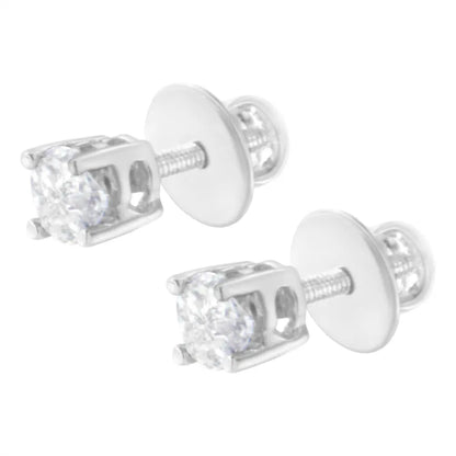 14K White Gold 1/2 Cttw Pie-Cut Diamond Solitaire Stud Earrings (H-I Color, SI1-SI2 Clarity) - Bijoux-NYC Direct