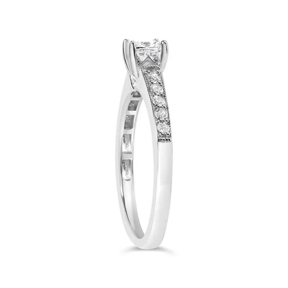 14k white gold 1/2 cttw princess-cut diamond engagement ring size 7 bijoux-nyc direct