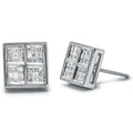 1/2 cttw princess diamond milgrain stud earrings in 14k white gold bijoux-nyc direct