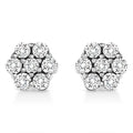 14k white gold 1/2 cttw round diamond flower cluster stud earrings bijoux-nyc direct