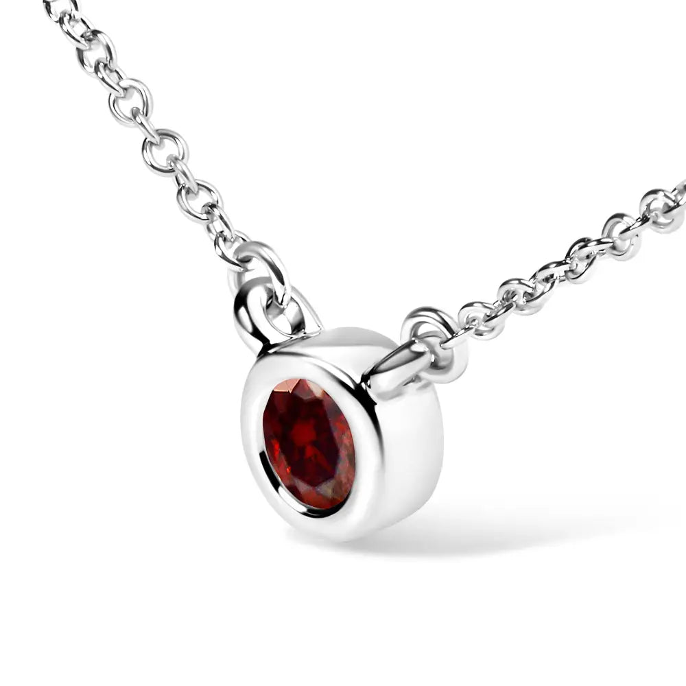 Red lab grown diamond bezel solitaire 14k white gold 1/2 cttw necklace bijoux-nyc direct