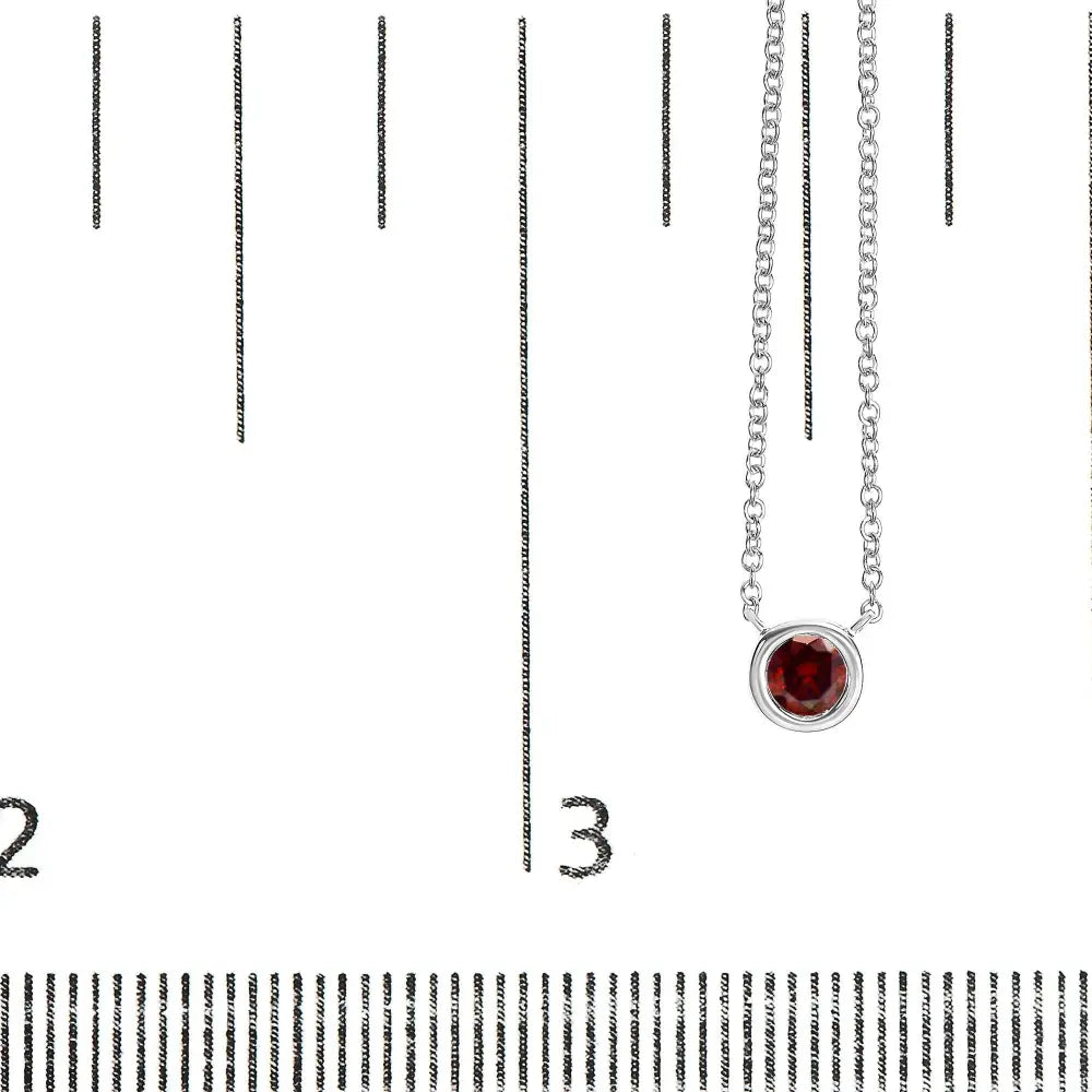 Red lab grown diamond bezel solitaire 14k white gold 1/2 cttw necklace bijoux-nyc direct