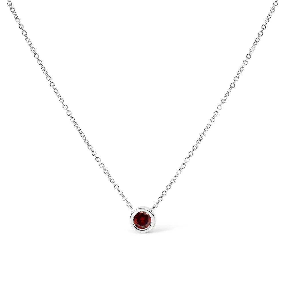 Red lab grown diamond bezel solitaire 14k white gold 1/2 cttw necklace bijoux-nyc direct