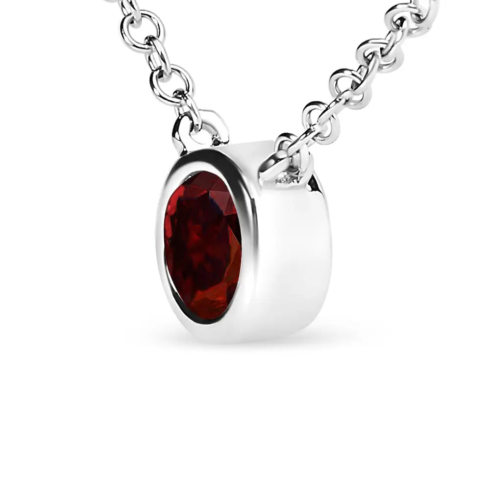 Red lab grown diamond bezel solitaire 14k white gold 1/2 cttw necklace bijoux-nyc direct