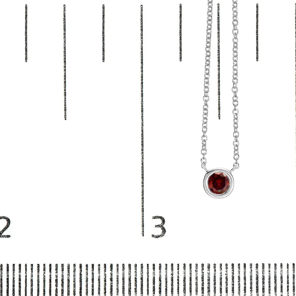 14k white gold 1/2 cttw red lab grown diamond bezel set solitaire 18’’ pendant necklace (red color vs1 vs2 clarity)