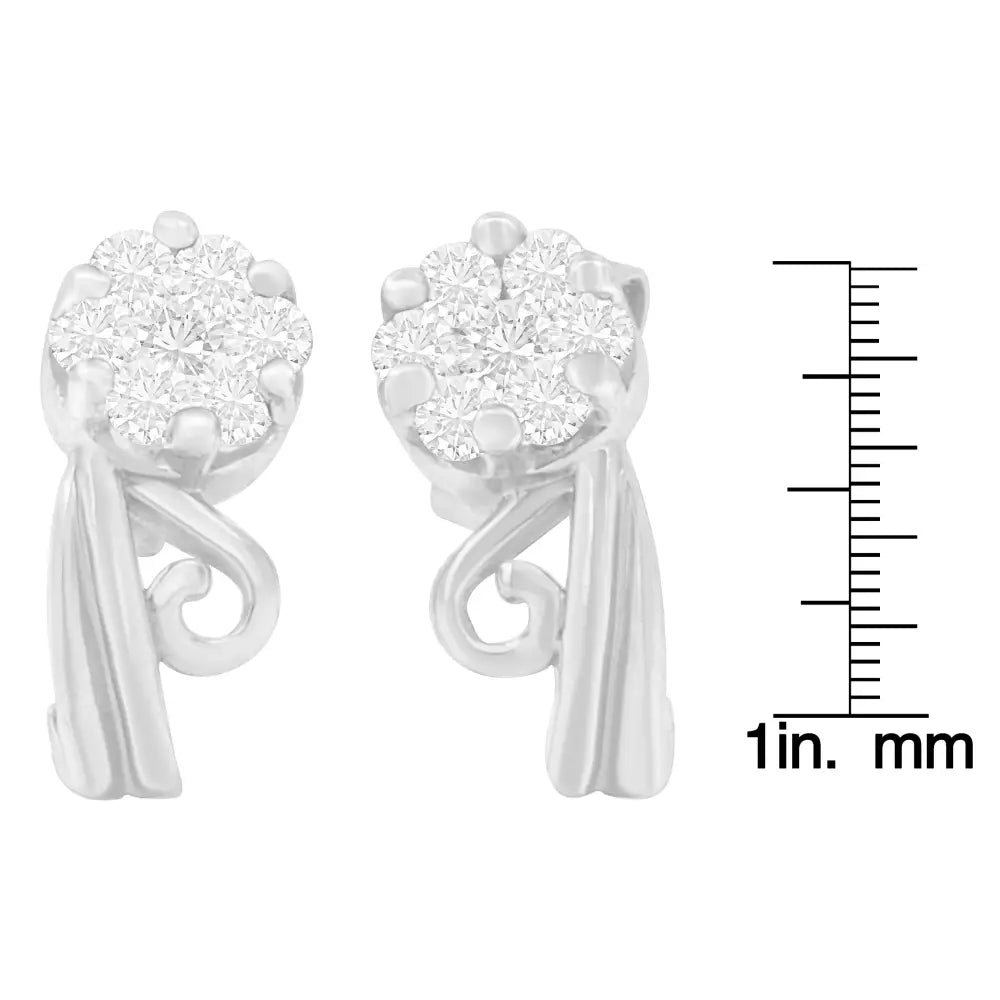 14k white gold 1/2 cttw round diamond prong stud earrings bijoux-nyc direct