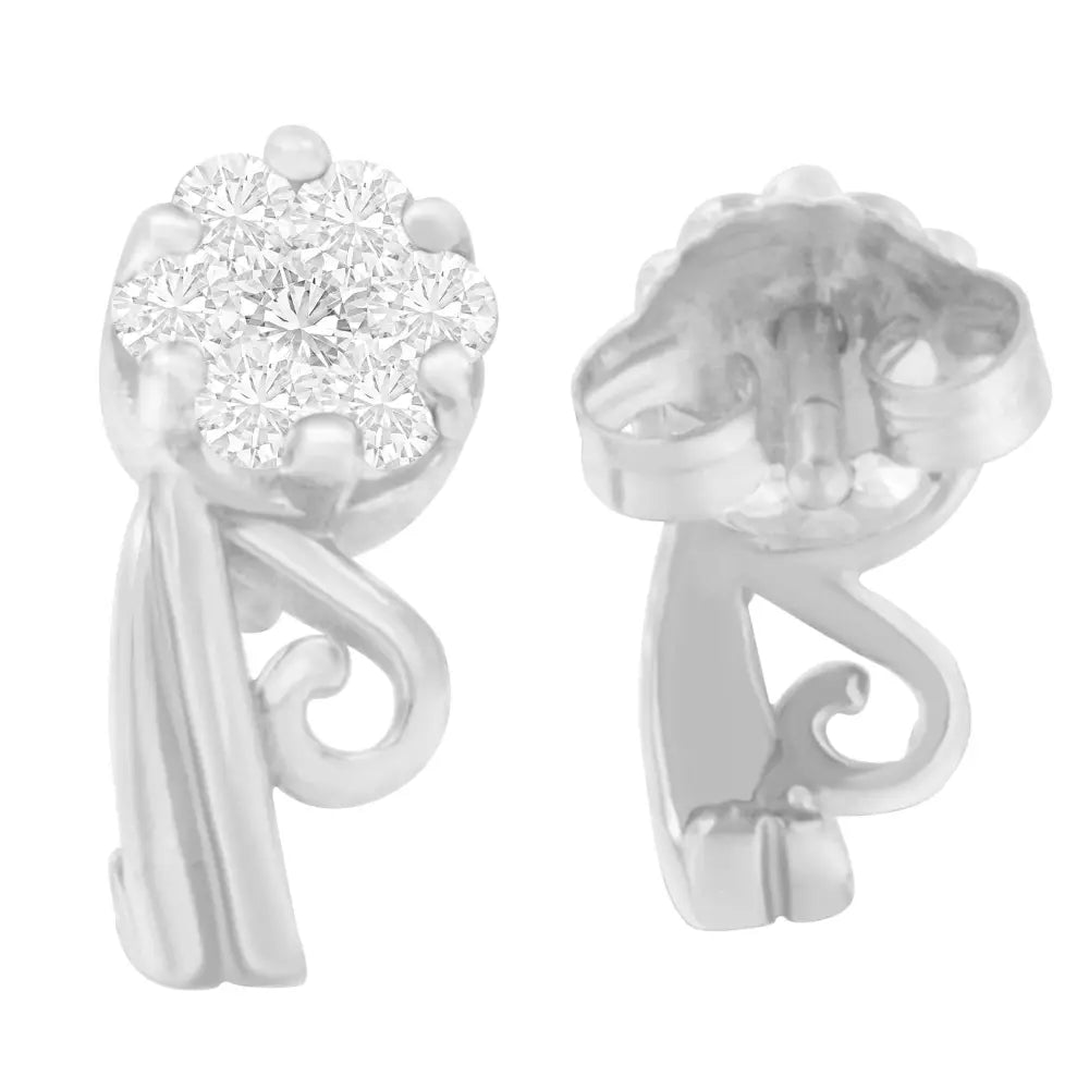 14k white gold 1/2 cttw round diamond prong stud earrings bijoux-nyc direct