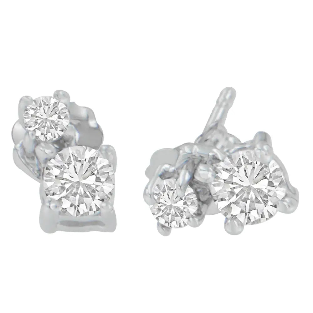 14k white gold 1/2 cttw round diamond dangle earrings bijoux-nyc direct