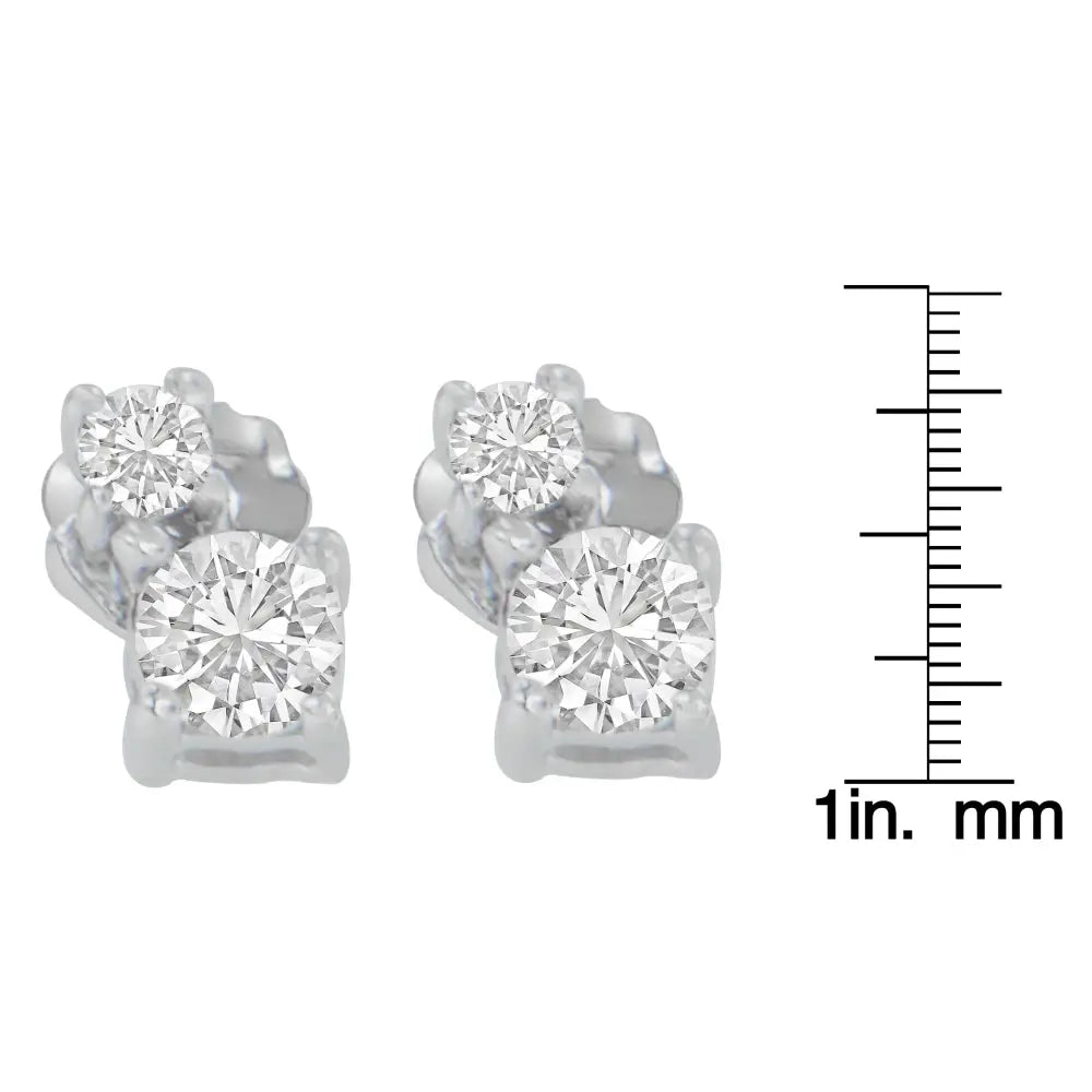 14k white gold 1/2 cttw round diamond dangle earrings bijoux-nyc direct