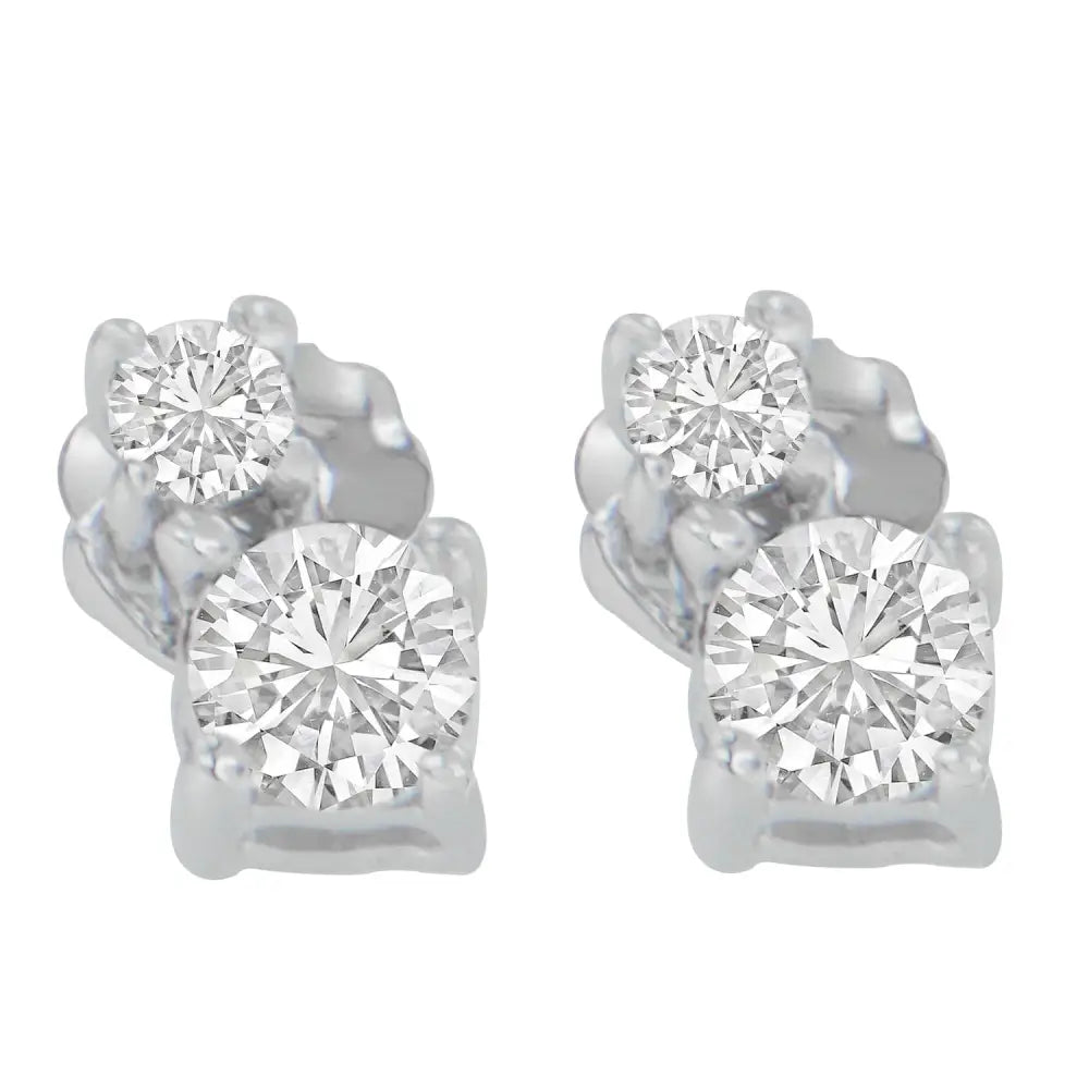 14k white gold 1/2 cttw round diamond dangle earrings bijoux-nyc direct