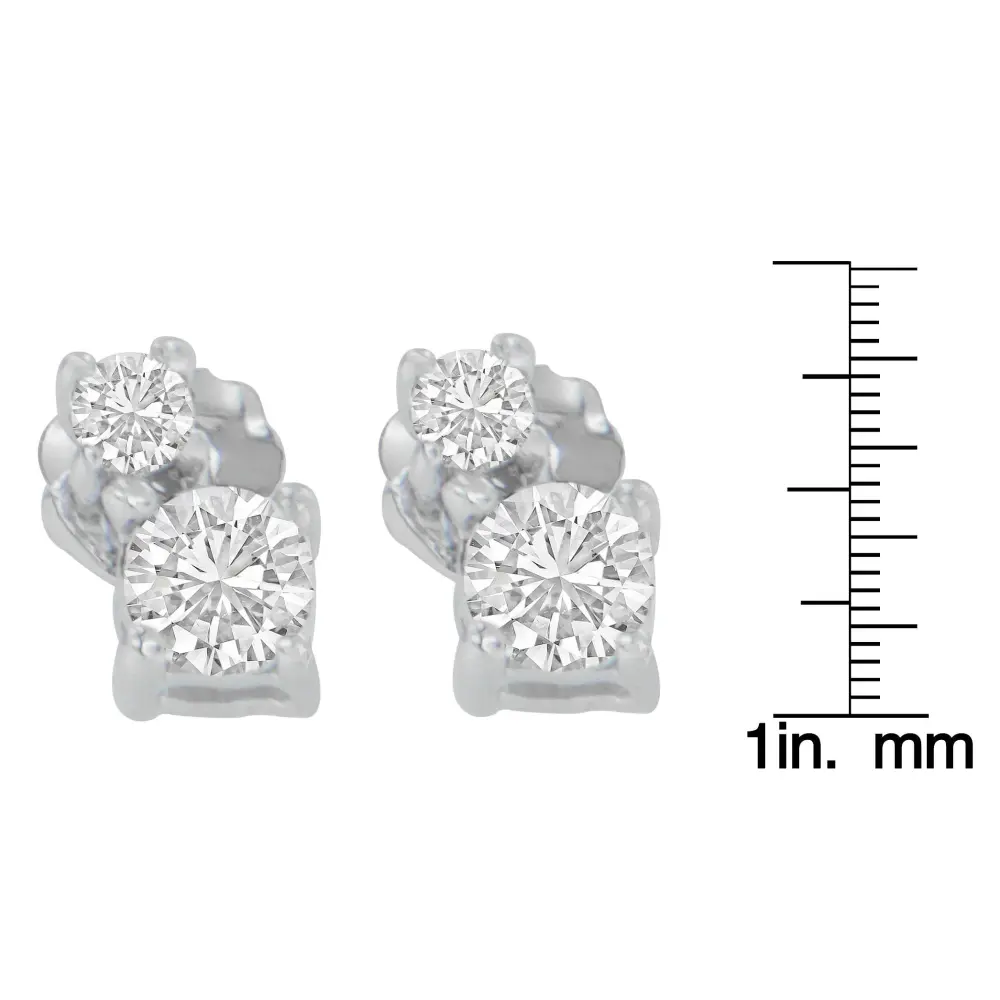 14K White Gold 1/2 cttw Round Cut Diamond Earrings (H-I, SI2-I1) - Bijoux-NYC Direct