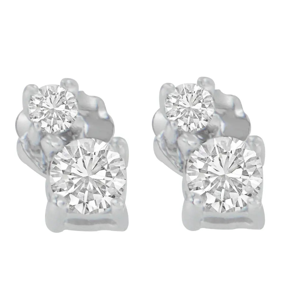 14K White Gold 1/2 cttw Round Cut Diamond Earrings (H-I, SI2-I1) - Bijoux-NYC Direct