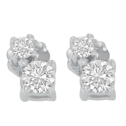 14K White Gold 1/2 cttw Round Cut Diamond Earrings (H-I, SI2-I1) - Bijoux-NYC Direct
