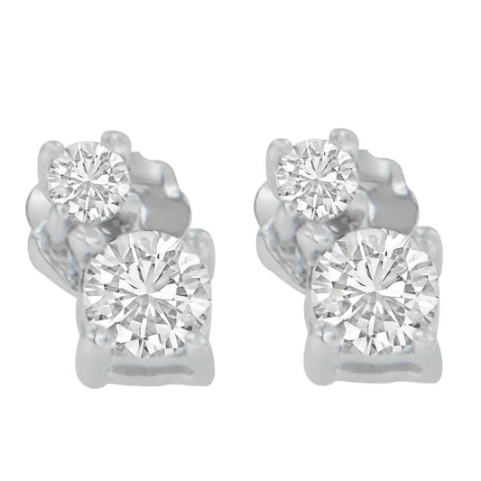 14K White Gold 1/2 cttw Round Cut Diamond Earrings (H-I, SI2-I1) - Bijoux-NYC Direct