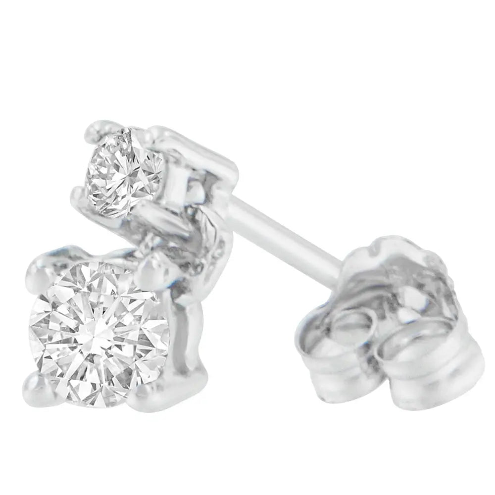 14K White Gold 1/2 cttw Round Cut Diamond Earrings (H-I, SI2-I1) - Bijoux-NYC Direct