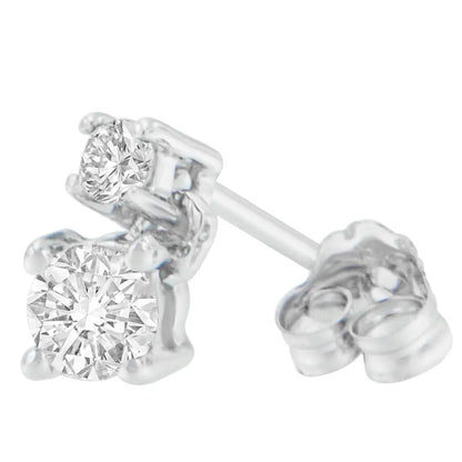 14K White Gold 1/2 cttw Round Cut Diamond Earrings (H-I, SI2-I1) - Bijoux-NYC Direct