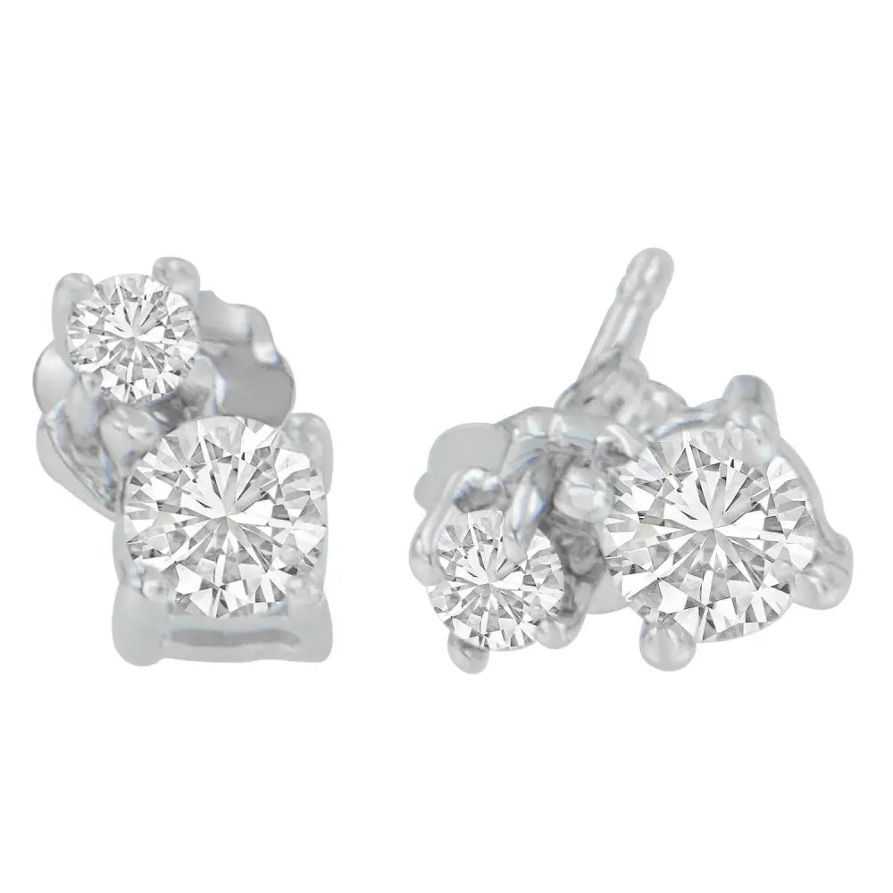 14K White Gold 1/2 cttw Round Cut Diamond Earrings (H-I, SI2-I1) - Bijoux-NYC Direct