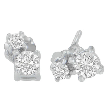 14K White Gold 1/2 cttw Round Cut Diamond Earrings (H-I, SI2-I1) - Bijoux-NYC Direct