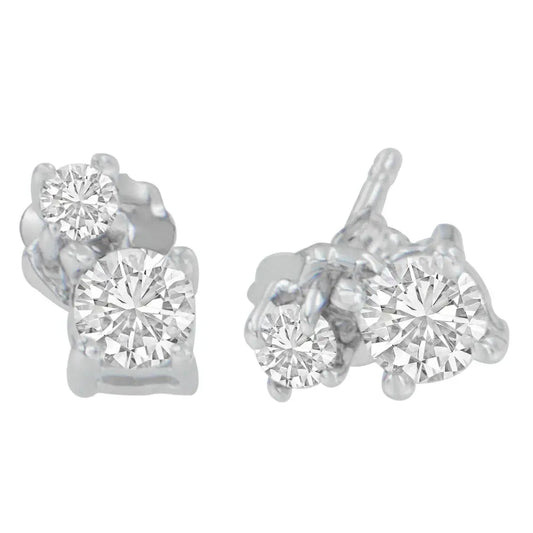 14K White Gold 1/2 cttw Round Cut Diamond Earrings (H-I, SI2-I1) - Bijoux-NYC Direct