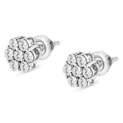 14K White Gold 1/2 cttw Round-Cut Diamond Floral Stud Earrings (I-J Color, SI2-I1 Clarity) - Bijoux-NYC Direct