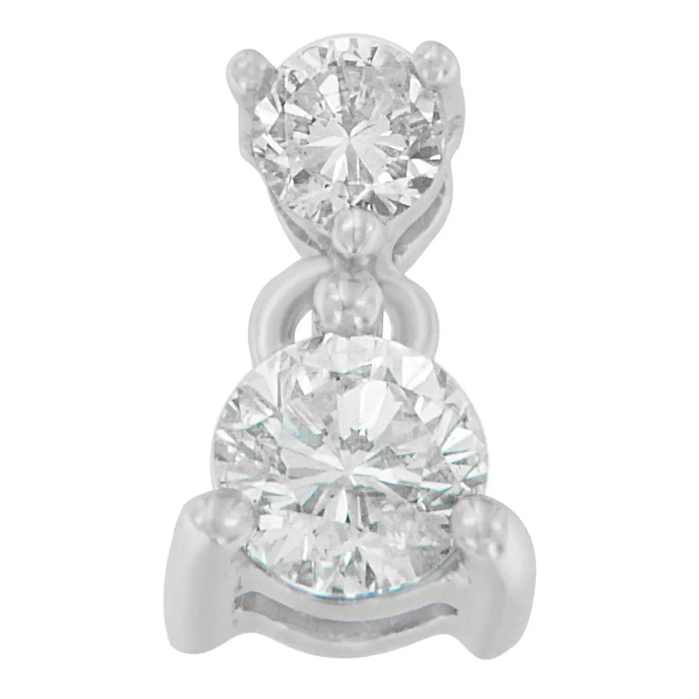 14K White Gold 1/2 cttw Round Cut Diamond Pendant Necklace (I-J, I1-I2) - Bijoux-NYC Direct