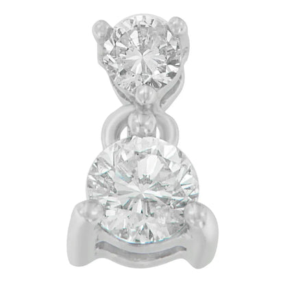 14K White Gold 1/2 cttw Round Cut Diamond Pendant Necklace (I-J, I1-I2) - Bijoux-NYC Direct