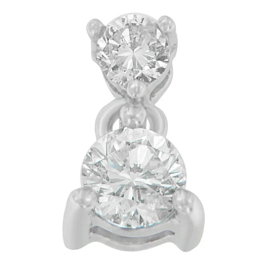 14K White Gold 1/2 cttw Round Cut Diamond Pendant Necklace (I-J, I1-I2) - Bijoux-NYC Direct